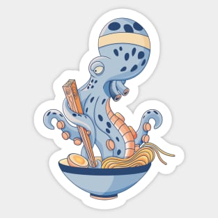 Octopus eating ramen Sticker